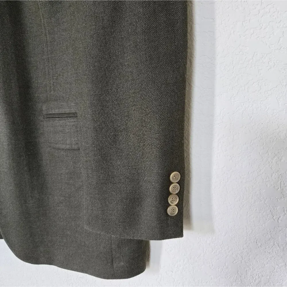 Oscar de la Renta Wool Silk Blend Sport Coat Jacket 41R Olive Green